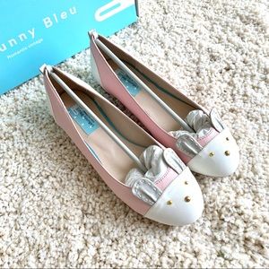 Le Bunny Bleu pink leather bunny rabbit ballet flats